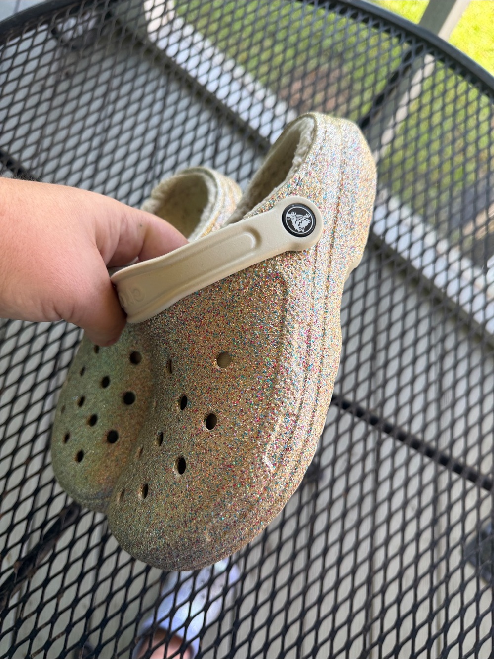 Women’s CROCS Glitter Lined Clog - Multicolor Sparkle with Cream Trim - Picture 5 of 8
